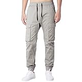 Asija Jogginghose Herren mit Reißverschluss Cargo Taschen Hosen Slim Fit Regular Fit warme Casual komfortable Sporthose Freizeithose Pants Jeans Elastische Sweatpants Fitness Streetwear