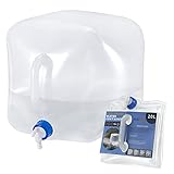 RISEPRO Faltbarer Wasserbehälter mit Zapfhahn, 5,3 Gallonen (20L) BPA-freier Wasseraufbewahrungskrug Wasserflasche für Outdoor-Camping, Wandern & Notfall-Überlebens-Kit, faltbar, tragbar