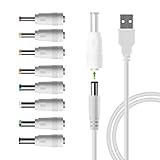 USB auf DC Stecker Kabel, LANMU 8 in 1 USB A auf Hohlstecker Ladekabel Netzkabel Stromkabel Adapterkabel mit 8 Stecker für Router, Raiserapprat, TV Box, Philips Hue Hub (1m, weiß)