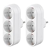 2 Stück Steckdosen Adapter,AC 250V/16A 3680W Wandplatte Steckdose,Deutsch Konverter Buchse EU Stecker,Tragbare Mehrfachsteckdose für Büro, zu Hause, Reisen