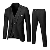 Generic Herren Slim Fit 3 Teilig Anzüge Herrenanzug Sakko für Hochzeit Business