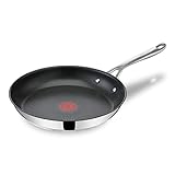 Tefal Jamie Oliver Cook´s Direct On Bratpfanne E30406 | 28 cm | Induktionsgeeignet | Spülmaschinengeeignet | Langlebige Antihaft-Beschichtung | Thermo-Signal-Technologie | Edelstahl/Schwarz