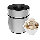 Eismaschine 2L, Speiseeisbereiter, Eiscremebereiter, Speiseeismaschine, inkl. Rezeptheft und Löffel, Ohne Kompressor, Edelstahl, LCD-Anzeige, für Eiscreme Yoghurt, Sorbet und Frozen