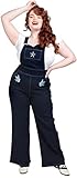 Collectif Damen Hose »Renata Swallows« Retro Schwalben Denim Dungarees Latzjeans Blau 4XL