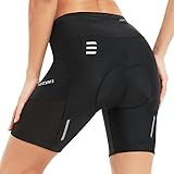 NOOYME Radlerhose Damen Fahrradhose Damen gepolstert 4D Schnelltrockende Elastische Fahrradhose Damen Kurz atmungsaktiv Radhose Damen mit breitem und dichtem Polster Schmerzfrei Fahrrad Hosen Damen