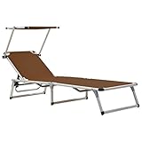 lyrlody Faltbarer Sonnenliegestuhl, leichte Faltbare Sonnenliege 186x58x25cm Faltbarer Liegestuhl Verstellbare Rückenlehne mit Dach für Camping Strandterrasse