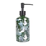 LORGL Seifenspender Keramik-Seifenspender mit Kranich-Vogelmuster-Design Flasche 400ml/13.53oz nachfüllbarer Lotion-Seifenspender für Badezimmer Küche für Bad und Küche