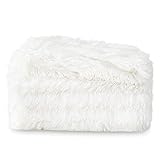 BEDSURE Felldecke Kuscheldecke Decke Sofa - flauschig Sofadecke Felloptik weich und plüsch, Winterdecke Oeko-Test Zertifiziert, Kunstfell Couchdecke Wohndecke weiß 130x150 cm