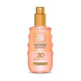 Garnier Sonnenschutzspray mit LSF 30, Unsichtbarer Sonnenschutz gegen vorzeitige Hautalterung, Wasserfest und ohne Fettrückstände, Ambre Solaire Invisible Protect Glow, 1 x 150 ml