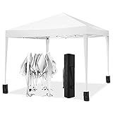 TOOLUCK 3x3m Pavillon Faltpavillon Wasserdicht Popup Flatpavillon Wasserdicht mit 4 Sandsack, Weiß