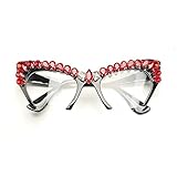 Lesebrille Halbrahmen Damenmode Vintage Katzenauge Diamant Strass Anti Blaulicht Brille (Color : Black)