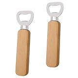 2 Stück Flaschenöffner, Edelstahl Kapselheber Holzgriff Bieröffner Personalisierter Bottle Opener für Küche Bar Camping(Holzfarbe)