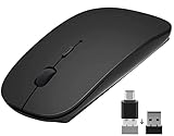 Kabellose Maus USB fur Computer/Laptop/MacBook/Tablet 2.4G Wireless Slim Maus mit USB-Nano-Empfänger und USB-C-Adapter fur Windows/Mac/Linux/OS (2 * AAA-Batterien erforderlich)