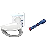 SCHÜTTE WC-Sitz Duroplast, Toilettensitz mit Absenkautomatik und Schnellverschluss für die einfache Reinigung, Weiß & Rela Innovativ WC-Sitz-Montageschlüssel, Montageschlüssel mit Gelenk