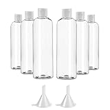 BUZIFU 6 Stück Reiseflasche Set 100ml Plastikflaschen Leer Flug Flasche Set Transparente Kosmetikflascher Duschgel Behälter mit 2 Kleinem Trichter für Flugreisen, Geschäftsreise, Shampoo, Lotion