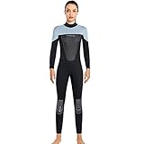 wueiooskj Tauchanzüge Thermo Neoprenanzug Einteilige Surfkleidung zum Schnorcheln, Frauen Hellgrau, XS