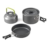 CONGTU Bai Shi Wu Camping-Topf Ultraleichter Edelstahl-Kochtopf Outdoor-Camping-Geschirr Plastikschüssel mit Holzschaufel Kochen im Freien