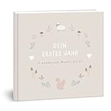 mintkind® Babyalbum 'Mein erstes Lebensjahr' | Baby Fotoalbum zum Selbstgestalten | Baby Geschenk für Mädchen und Junge | Babybuch zum Eintragen | Babytagebuch