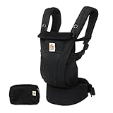 Ergobaby Omni Dream Babytrage für Neugeborene ab Geburt bis 20,4kg, 4 Positionen SoftTouch Cotton Ergonomische Babybauchtrage Rückentrage Baby-Tragetasche (Onyx Black)