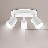 Ketom Deckenstrahler LED Weiß, Deckenstrahler 3 Flammig Rund, LED Deckenleuchte Schwenkbar, GU10 Deckenlampe Spot, Drehbar Deckenlampe 3 Flammig, Modern Strahler Deckenspot für Küche, Wohnzimmer