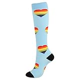 qwea Schutzstrümpfe und elastische Sportstrümpfe Bein People Druck Socken Strümpfe Mit Damen (Blue, M)