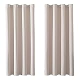 MRTREES Vorhang Blickdicht Gardinen Thermovorhang mit Ösen Verdunklungsvorhang Ösenschal Vorhänge Kurz Modern 145×140cm(H×B) Beige Creme 2er Set für Hotels Büros Wohnzimmer Schlafzimmer Kinderzimmer