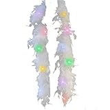 URFEDA Federn Lichterketten, Feather LED Strip Christmas Hanging Decoration Romantische Wand Vorhang Dekoration für Hochzeit Geburtstag Party Schlafzimmer InnenWeiß-Farbige Licht