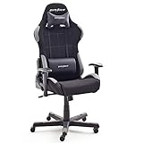 Robas Lund OH/FD01/NG DX Racer 5 Gaming Stuhl/ Büro-/ Schreibtischstuhl, mit Wippfunktion Gamer Stuhl Höhenverstellbarer Drehstuhl PC Stuhl Ergonomischer Chefsessel, schwarz-grau