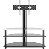 RFIVER TV Rack Glas Fernsehtisch TV Ständer für 32 - 70 Zoll Fernseher, TV Eckschrank TV Möbel Fernsehschrank mit Regal aus gehärtetem Glas