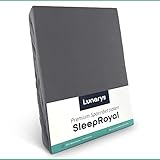 Lunarys® SleepRoyal Luxus Spannbettlaken 140x200 cm - Grau - 250 g/m² Premium Bettlaken - 40 cm Steghöhe - für hohe Matratzen, Boxspringbett / Matratze + Topper & Wasserbett - Stretch Jersey