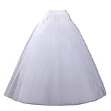 Aprildress Damen Petticoat Unterrock Lang Weiß Tüll Fluffy Crinoline Underskirt für Brautkleid Hochzeit Kleid DE-PPT026