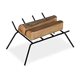 Relaxdays Kamin Feuerrost, Schmiedeeisen, Feuerbock mit Füßen, eckig, robust, HBT: 20 x 45,5 x 36 cm, Kaminrost, schwarz