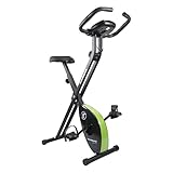 Fjoerdesports faltbarer Fahrradtrainer, Heimtrainer, Fitnessfahrrad LCD Trainingscomputer, klappbarer Hometrainer, inklusive Pulsmessung, maximales Benutzergerwicht 110 kg, 8 Widerstandsstufen (Grün)