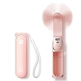 JISULIFE 3 IN 1 Handventilator Batteriebetrieben, Mini Ventilatoren USB Wiederaufladbarer, Klein Taschenventilator [14-21 Betriebsstunden] mit Powerbank, Taschenlampen Funktion für Frauen Kinder-Rosa