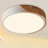 NICEME Led Deckenlampe Holz 24W,Neutrales Licht 4500K Led Deckenleuchte,Led Lampen Deckenlampen Für Wohnzimmer Schlafzimmer Badezimmer Balkon Flur Keller Ø30Cm[Energieklasse F]