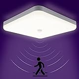 LED Deckenlampe mit Bewegungsmelder Innen, 30W 4000K IP56 Superhelle Quadrat Deckenleuchte für Balkon, Abstellraum, Keller, Flur, Garage, Treppe, Gang, Bad, Küche