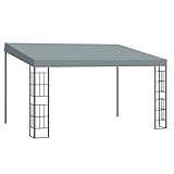 Outsunny Pergola 4 x 3 m Gartenpavillon Pavillon Überdachung Zelt Metall Polyester Grau