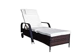 MK Outdoor Rattanliege Lounger Deluxe-B, belastbar bis 165 kg, inklusive Bequeme abwaschbarer Auflage und Kopfkissen, braun, Gartenliege, Relaxliege, Liegestuhl, Sonnenliege, Rattanmöbel Outdoor