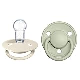 BIBS De Lux Schnuller 2er-Pack, BPA-frei, Kirschform Nippel. Silikon, Hergestellt in Dänemark. 0-36 Monate (2er Pack), Ivory / Sage