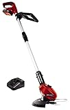 Einhell Akku-Rasentrimmer GE-CT 18 Li Kit Power X-Change (Li-Ion, 18V, Motorkopf drehbar, Flowerguard, inkl 20 Kunststoffmesser, inkl. 2,0Ah Akku und Ladegerät), Rot/Schwarz