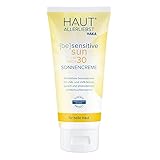 HAUTALLERLIEBST Sonnencreme LSF 30 I 100 ml I Ohne kritische chemische UV-Filter, ohne Octocrylene I Wasserfest, ohne Kleben und Weißeffekt | Parfümfrei & vegan