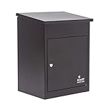 Smart Parcel Box, mittelgroßer Paketbriefkasten mit Paketfach und Briefkasten, sicherer Paketkasten für Zuhause und Unternehmen mit Rückholsperre, für alle Zusteller geeignet, 44 x 35 x 58 cm, schwarz