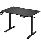 Casaria Höhenverstellbarer Schreibtisch mit Tischplatte Elektrisch LCD- Display 73-118cm Carbon Optik 110x60 cm Stahlgestell Büro Gaming Computertisch