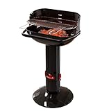 Barbecook Holzkohlegrill BBQ mit Windschutz, Säulengrill Stand-Grill mit Quick-Start und Quick-Stop, 3-Fach höhenverstellbar, eckig, schwarz, 62x35x99,5 cm