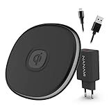 Wireless Charger Pad mit USB Ladegerät - NANAMI Maximal 15W Qi Induktive Ladestation für iPhone 14/13/12/11/XS Max/XR/X/8/8+, Schnelles Kabelloses Ladegerät für Samsung Galaxy S22/S21/S20/S10/Airpods