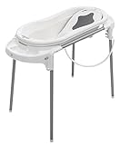 Rotho Babydesign Badeset mit großer Wanne und Funktionsständer, Ideal für 2 Kinder, 0-12 Monate, Weiß, Top Xtra Badestation, 21041000101