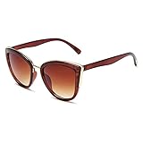 HPIRME Cateye Damen-Sonnenbrille Vintage Anti-Glare-Sonnenbrille Weibliche Leopard Shades UV400, Braun Braun, Einheitsgröße