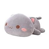 Plüschtier, Kawaii Stofftiere Katzen Kissen Kätzchen Katze Tier Puppe, Plüsch Kissen ausgestopftes Tier Kissen Plüschtier, Kinder Spielzeug Geschenk gefüllt, 35CM, Grau