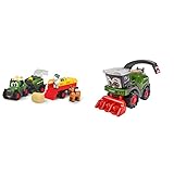 Dickie Toys ABC Fendt Diorama Spielset bestehend aus Traktor, Heuballenpresse inkl. Heuballen, Tieranhänger & ABC Fendt Katana, Erntemaschine, Spielzeugauto, Bauernhof Spielzeug, Häckslertrommel