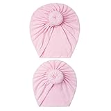 Kleinkinder Damen-Baby-Hut-Set für Familie, Kleinkind, Kleinkind, Baby, Jungen, Mädchen, Mütze, Mütze, geknotet, elastisch, Turban, solide Mütze für Mutter und Baby Mütze Mit Schleife (Pink, One Size)